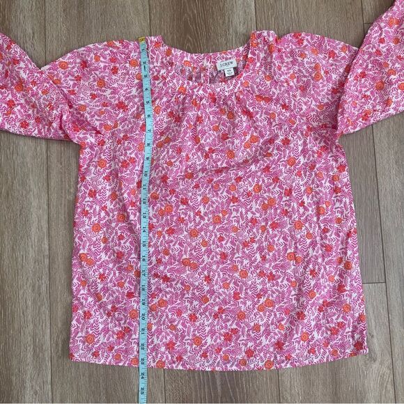 J. Crew Size XS Floral Printed Puff Sleeve Pintuck Top Style AZ099 - Picture 12 of 15
